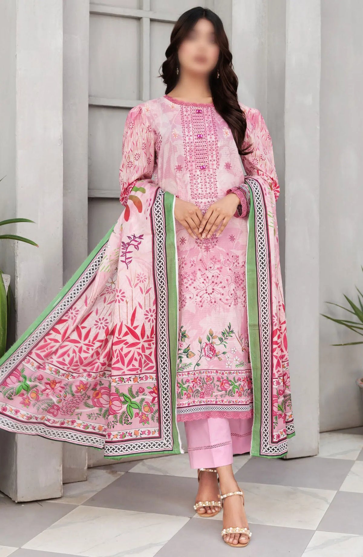 Jasmine Lawn Dora Digital Print Embroidered Collection 2024 - Design 04