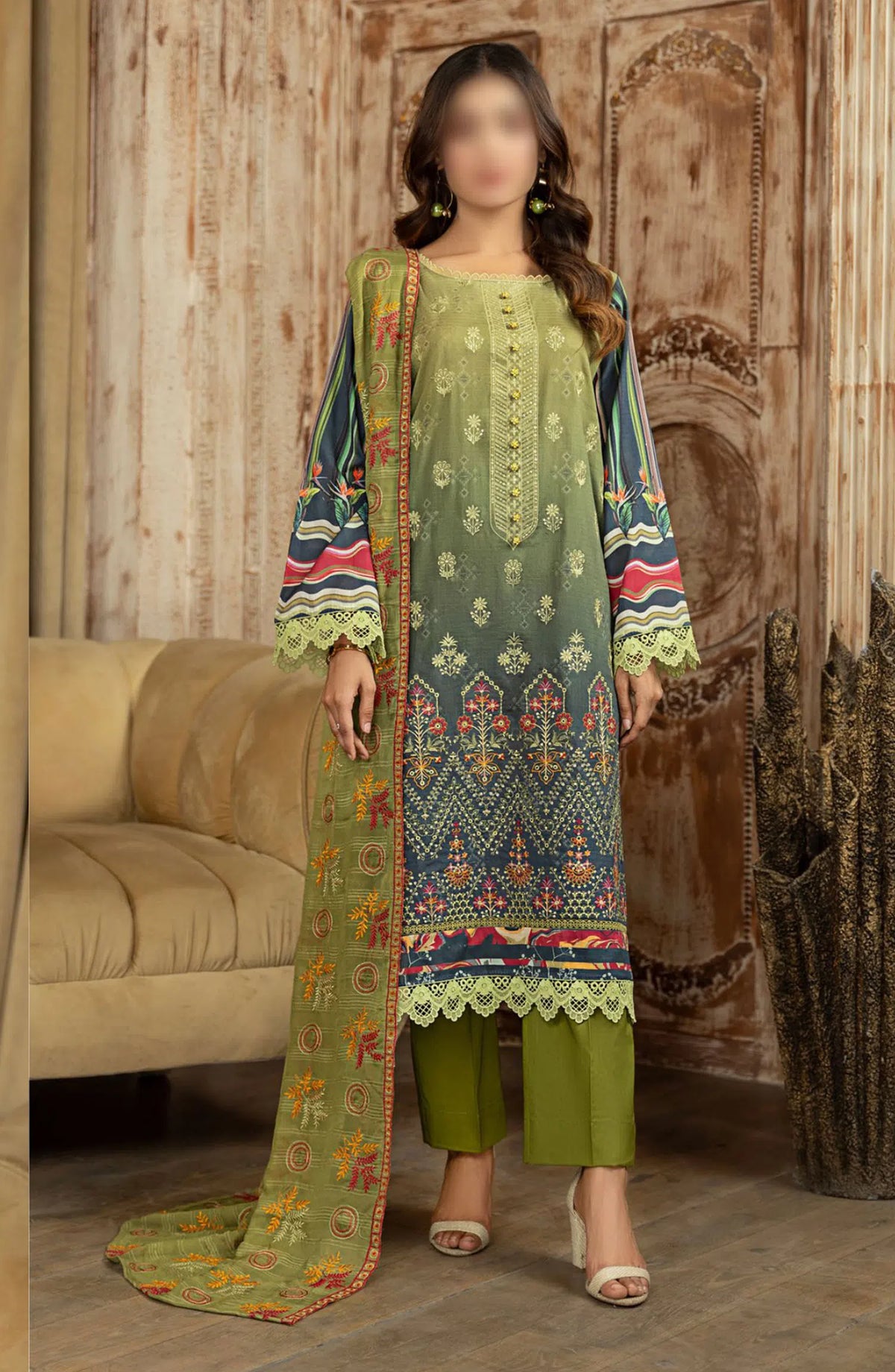 Khoobsurat Lawn Dora Digital Print Embroidered Collection 2024 Vol 02 - Design 04