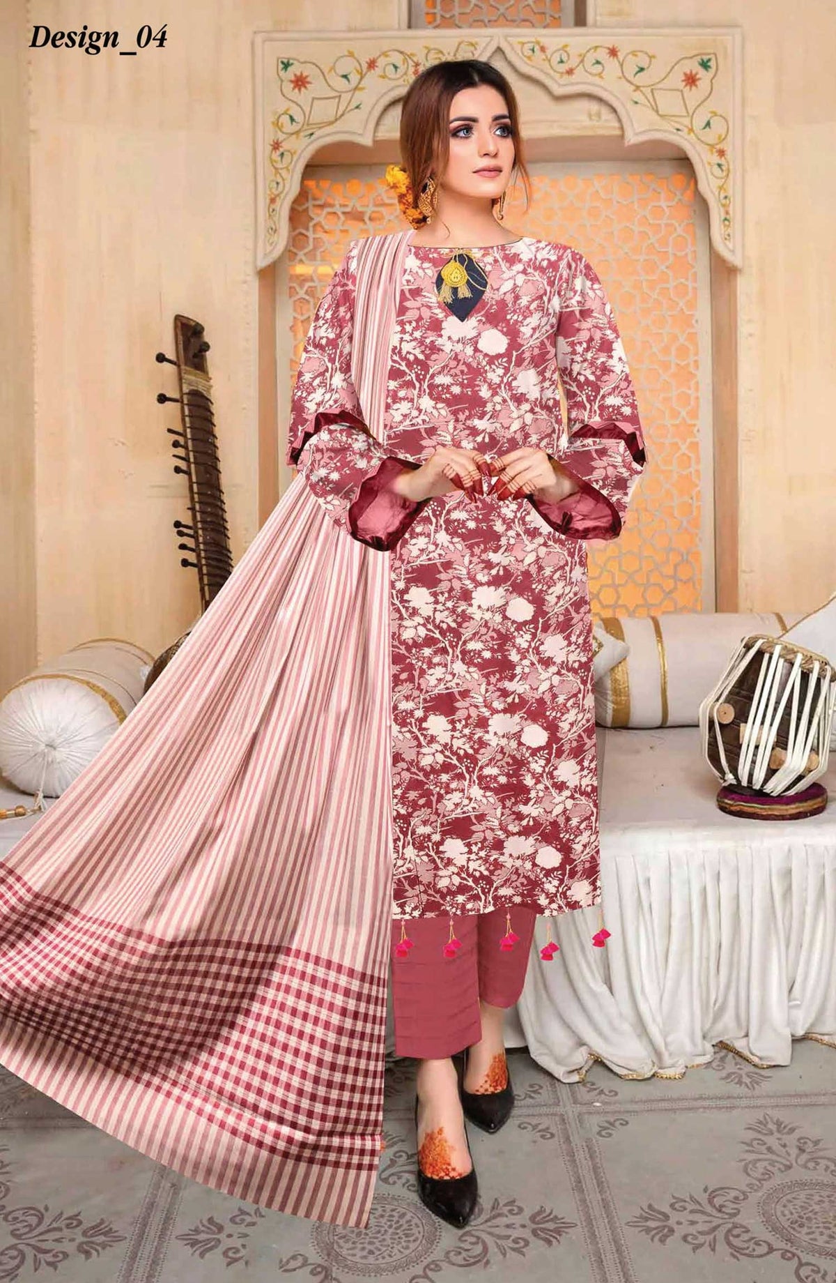 Riwaj by Riaz Arts Printed Lawn Unstitched 3 Piece - D-04 - RA25RL - Pink - Summer Collection