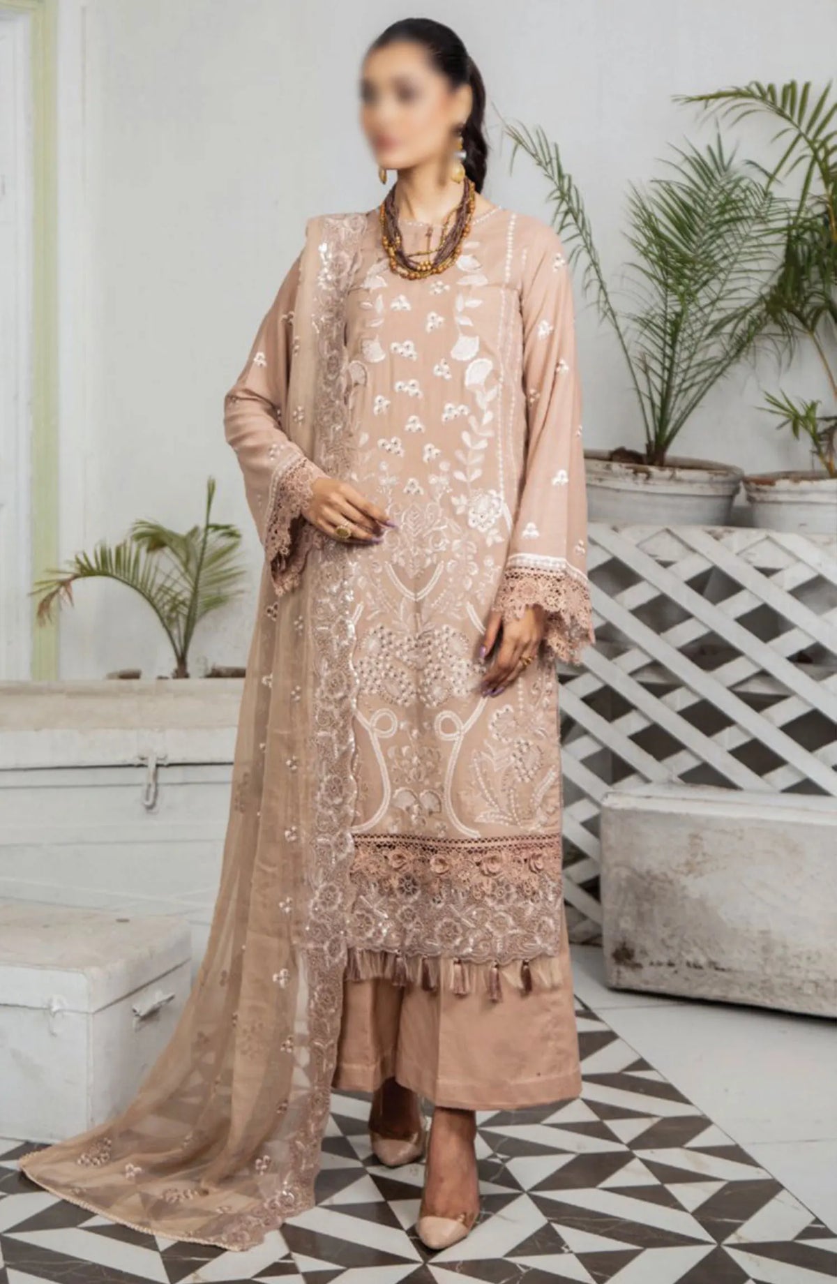 Flora Swiss Lawn Embroidered Collection By Humdum - Design 04