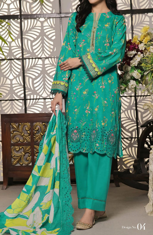 Zynah Digital Chickenkari Lawn Collection VOl 01 By VS Textiles - Design 04