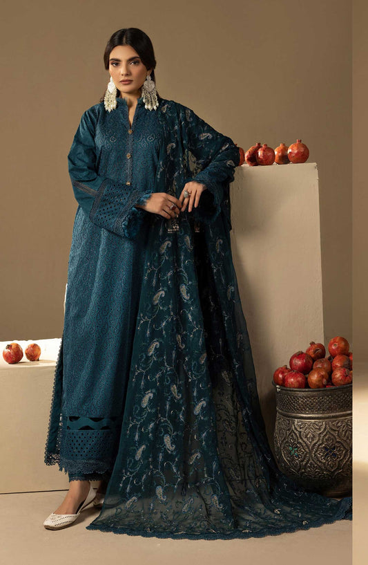 Mahees Dilkash by Riaz Arts Chikankari Lawn Unstitched 3 Piece - D-04 - RA25MD - Teal - Summer Collection