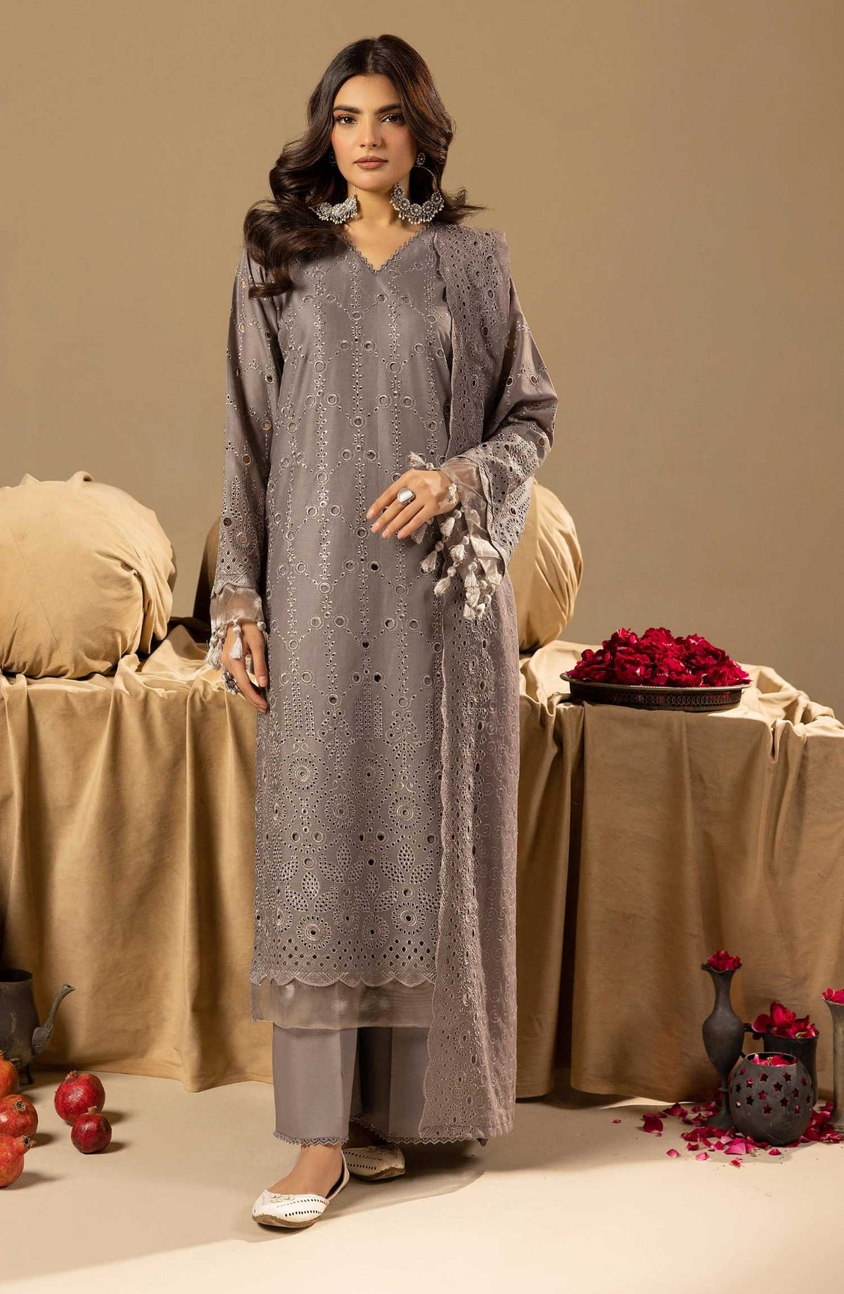 Mahees Mayanaaz by Riaz Arts Chikankari Lawn Unstitched 3 Piece - D-04 - RA25MMC - Summer Collection