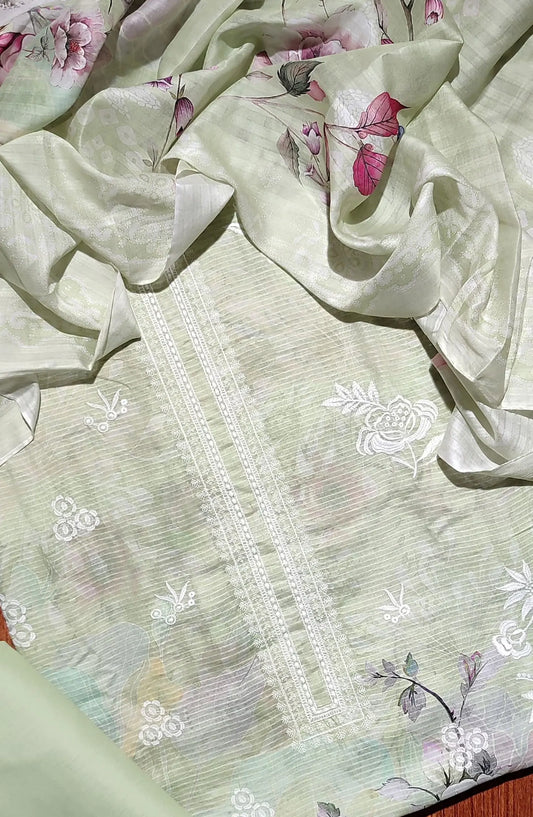 Dhagakari Unstitched Embroidered Lawn 3 Pcs Collection - Design-04