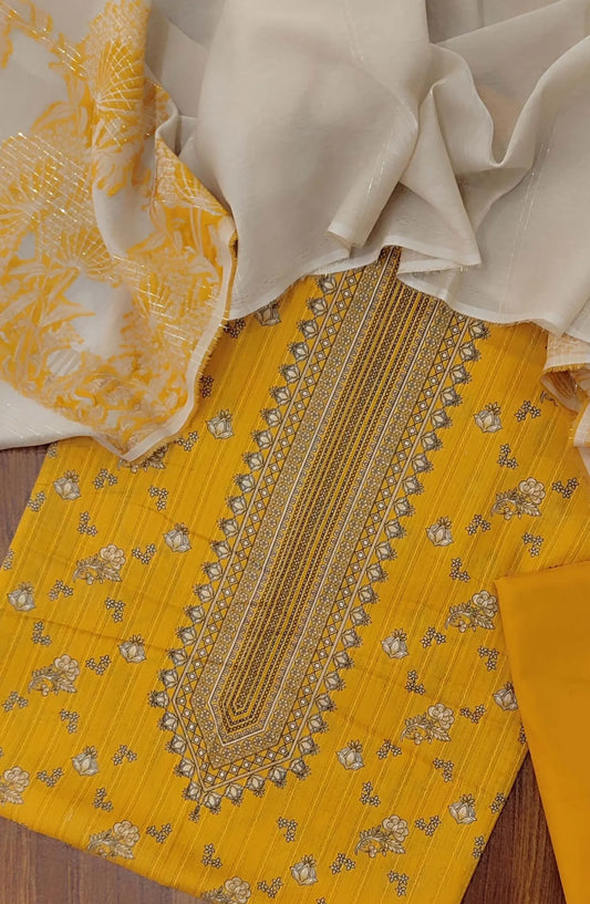 Printed Zari Lawn With Rangoli Fancy Dupatta Collection - Design 04