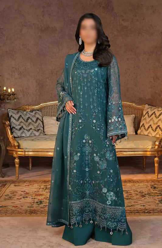 Lamisah Zebaish Luxury Chiffon Collection - Design -04 Pine Green