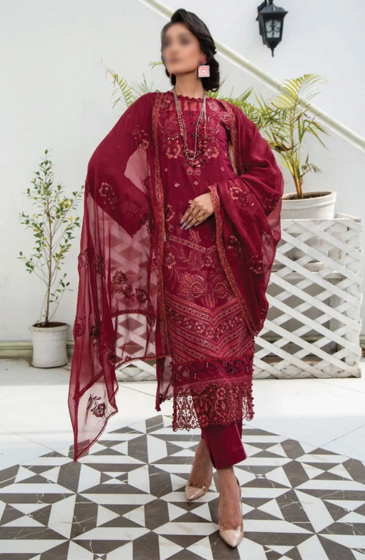 Flora Swiss Lawn Embroidered Collection By Humdum - Design 05