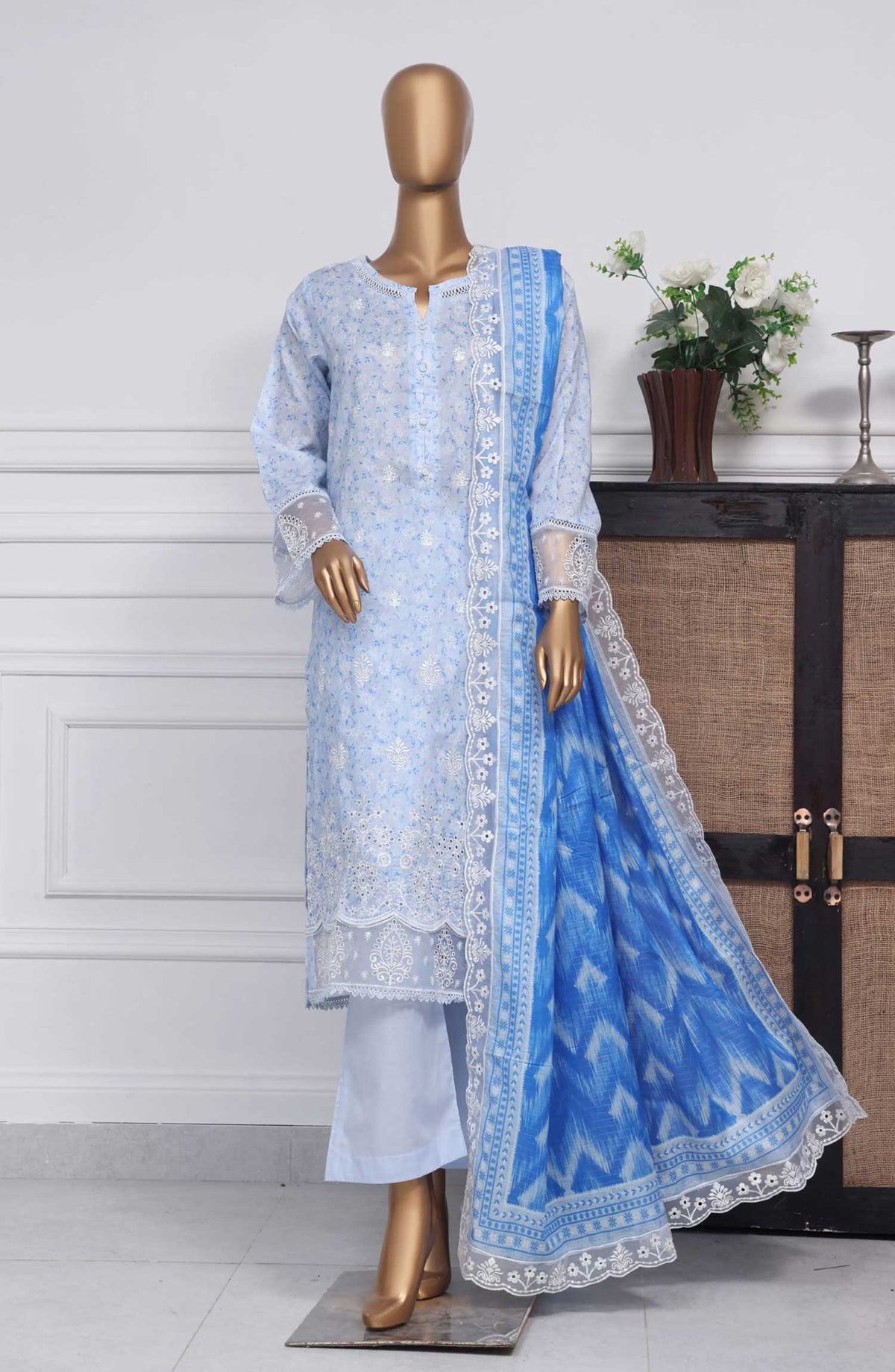 Amyrah by Sadabahar Embroidered Lawn Stitched 3 Piece Suit - D-05 - SD25AL - Sky Blue - Summer Collection