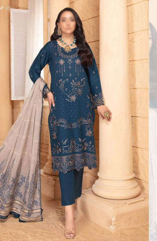 Jugnoo Premium Embroidered Lawn Collection 2024 - Design 05