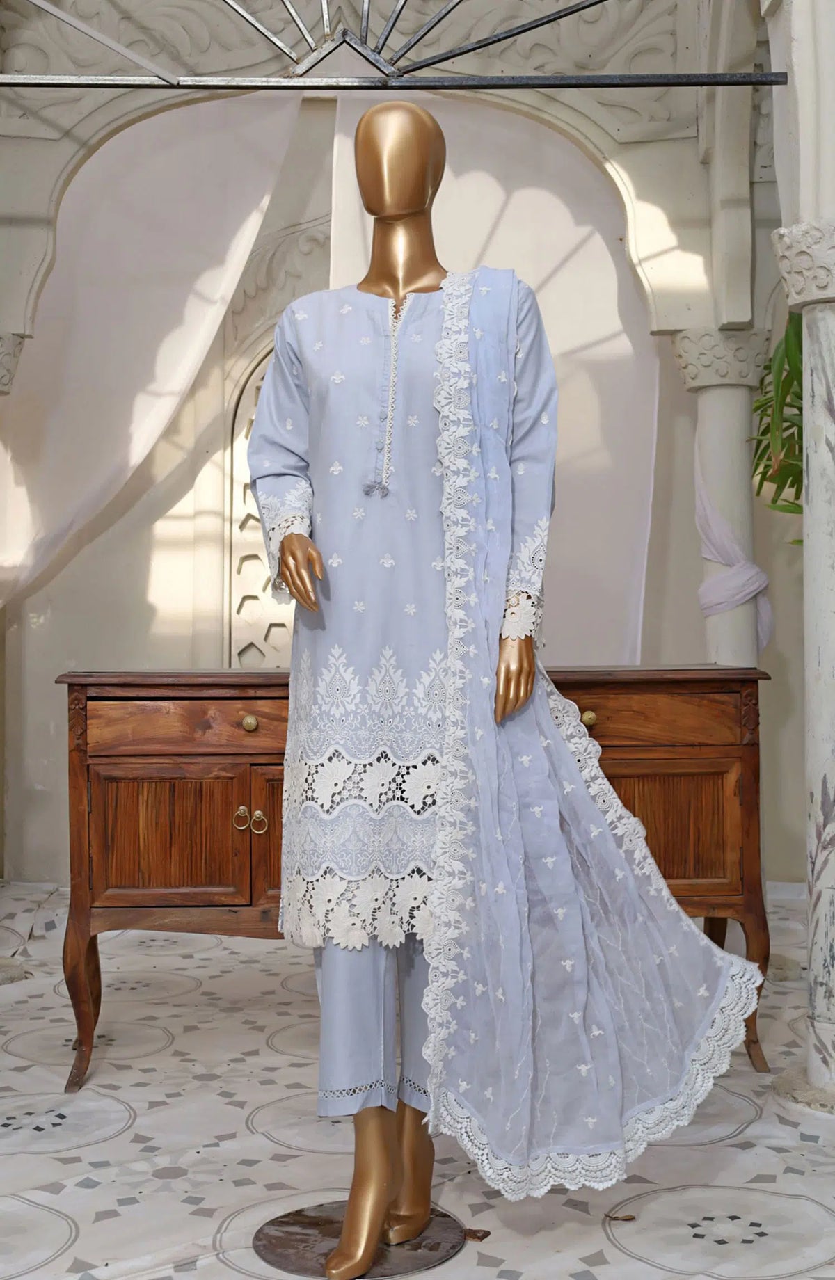 SADABAHAR Chikankari with Chiffon Embroidered Dupatta Collection - Design 05