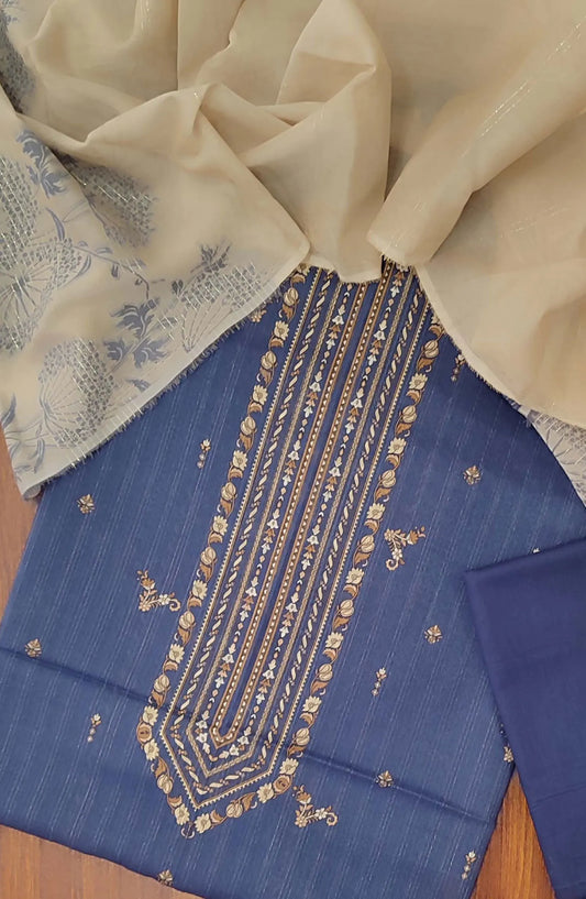 Printed Zari Lawn With Rangoli Fancy Dupatta Collection - Design 05