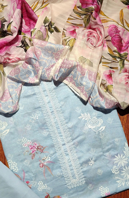 Dhagakari Unstitched Embroidered Lawn 3 Pcs Collection - Design-05
