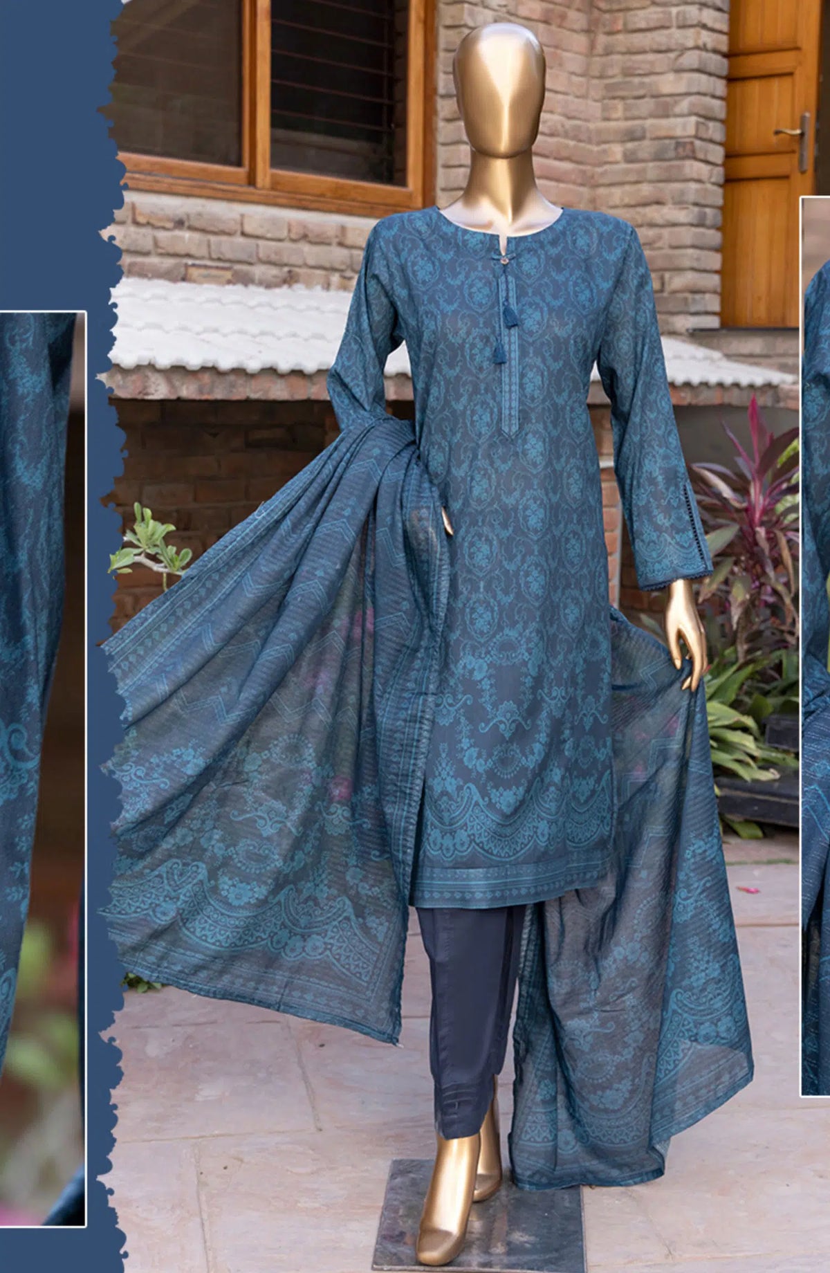 HZ RTW Prints Gardenia 3 Pcs Collection - DESIGN-05 TEAL