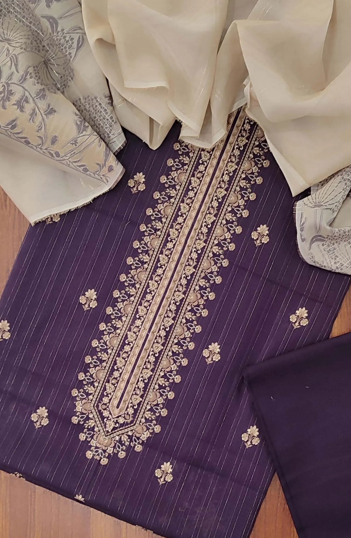 Printed Zari Lawn With Rangoli Fancy Dupatta Collection - Design 06