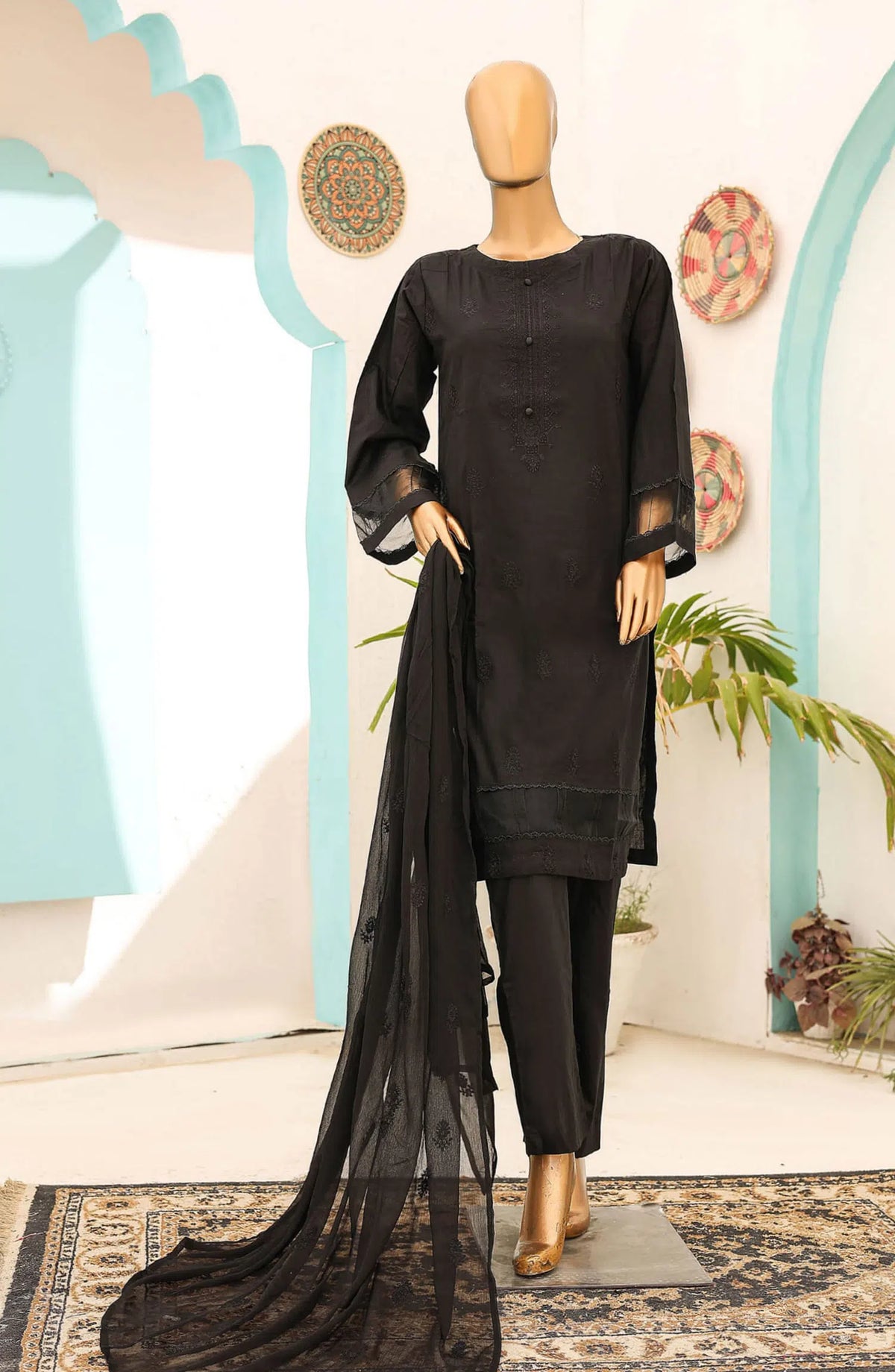 Monochrome Embroidered Lawn Collection by Naubahar - Design 06