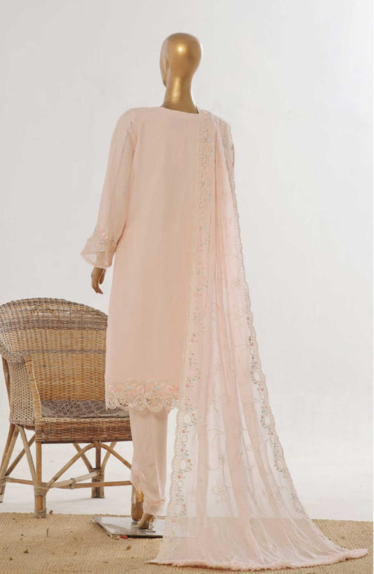 Bin Saeed Embroidered Chiffon Unstitched 3 Piece - D-06 - BS25EC - Peach Pink - Festive Collection