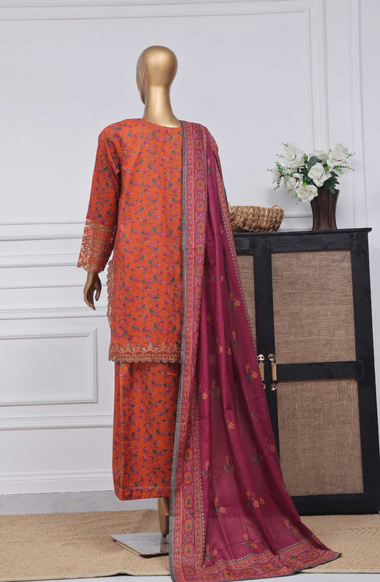 Malika by Sadabahar Embroidered Stitched 3 Piece - D-06 - SD25M - Orange - Summer Collection