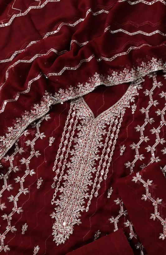 Crinklezza Unstitched Exclusive Crinkle Chiffon Collection by Amna Khadija - Design 06