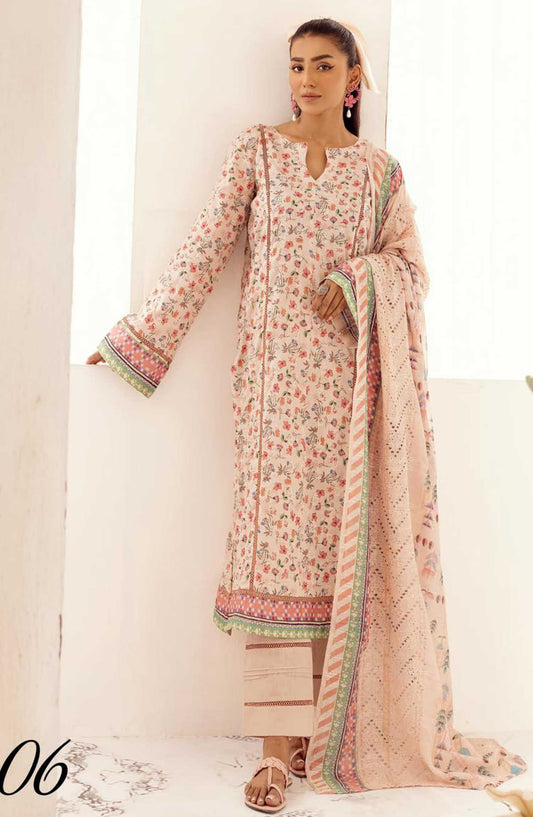 Mahees Hoorain by Riaz Arts Embroidered Lawn Unstitched 3 Piece - D-06 - RA25MH - Light Pink - Summer Collection