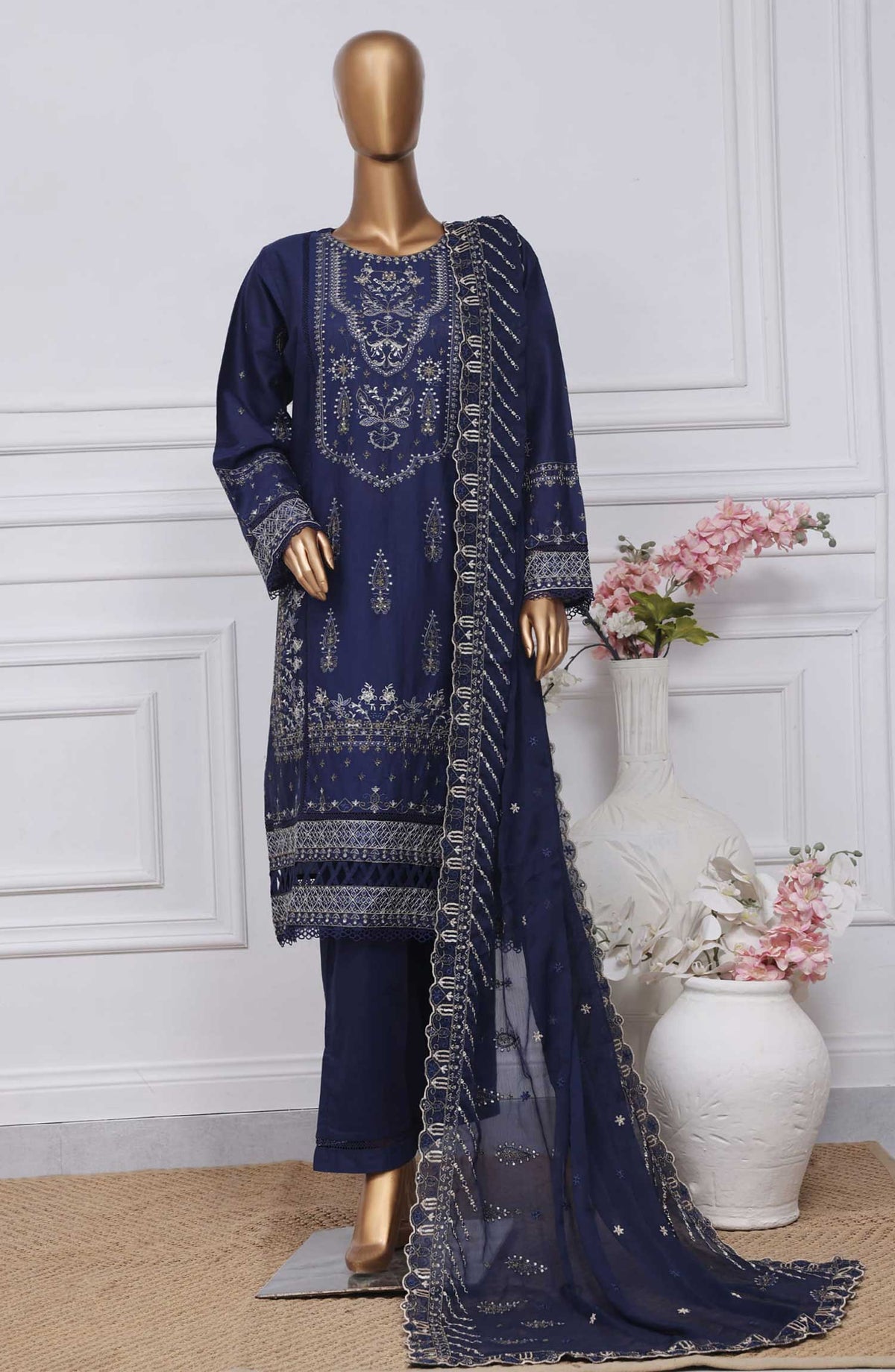 Sadabahar Embroidered Rod cotton Stitched 3 Piece - D-06 - SDB25LP - Blue - Festive Collection