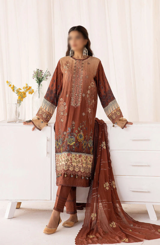 Bunai Digital Printed and Embroidered Swiss Voile Collection - Design 06
