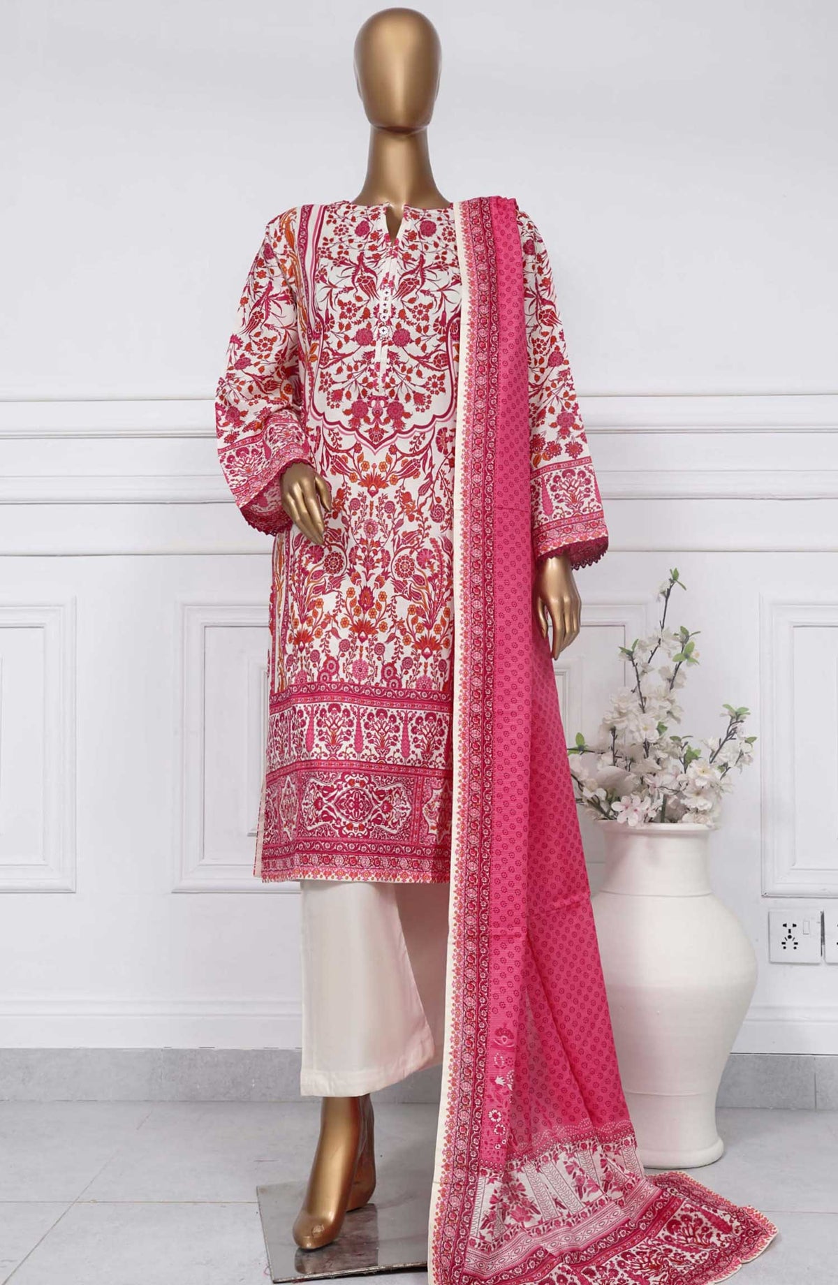 Sadabahar Printed Lawn Stitched 3 Piece - D-06 - SBD25PL - Pink - Summer Collection
