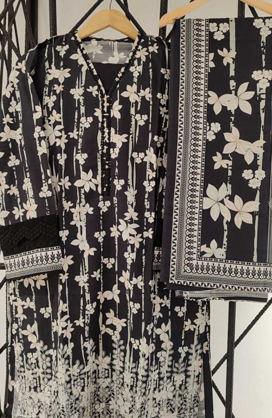 MEHROMAH Stitch Slub Linen Chikankari Emb 3Pec Collection 2024 - Design 06