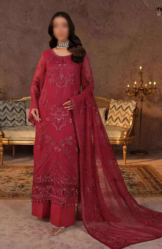 Lamisah Zebaish Luxury Chiffon Collection - Design -06 Cerise