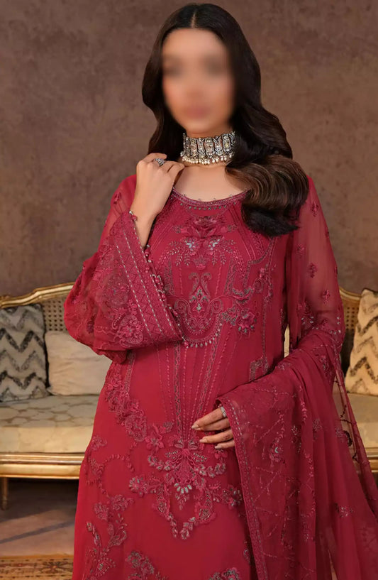 Lamisah Zebaish Luxury Chiffon Collection - Design -06 Cerise