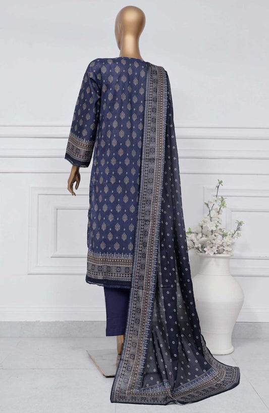 Sadabahar Printed Lawn Stitched 3 Piece - D-07 - SBD25PL - Navy Blue - Summer Collection