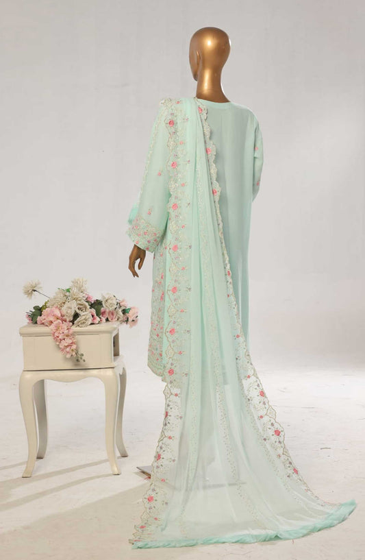 Bin Saeed Embroidered Chiffon Unstitched 3 Piece - D-07 - BS25EC - Teal Green - Festive Collection