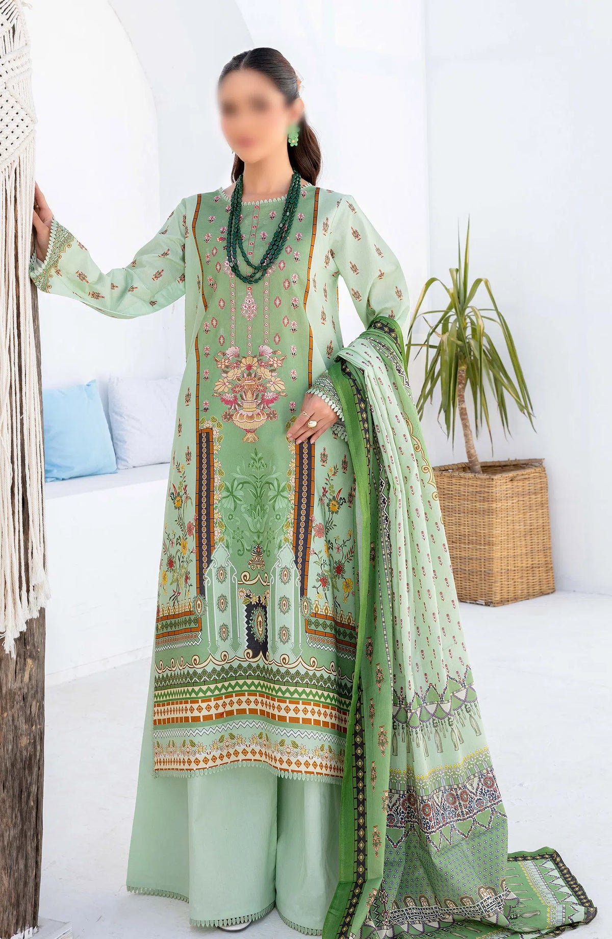 Saira Bano Printed Embroidered Lawn Collection - Design 07