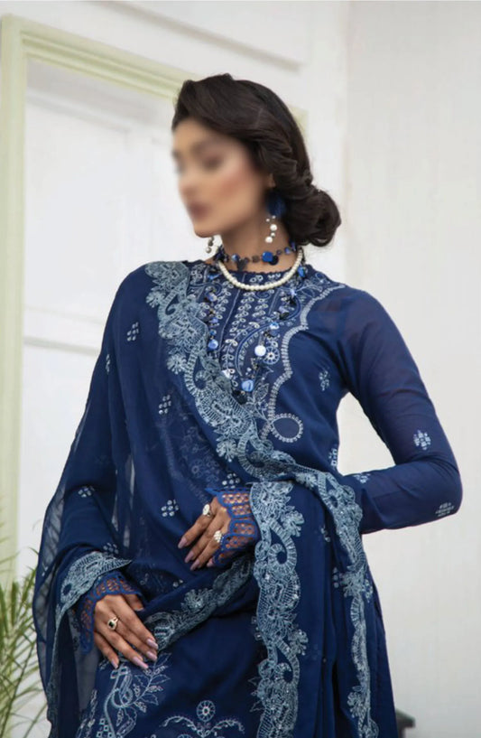Flora Swiss Lawn Embroidered Collection By Humdum - Design 07