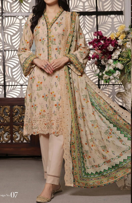 Zynah Digital Chickenkari Lawn Collection VOl 01 By VS Textiles - Design 07
