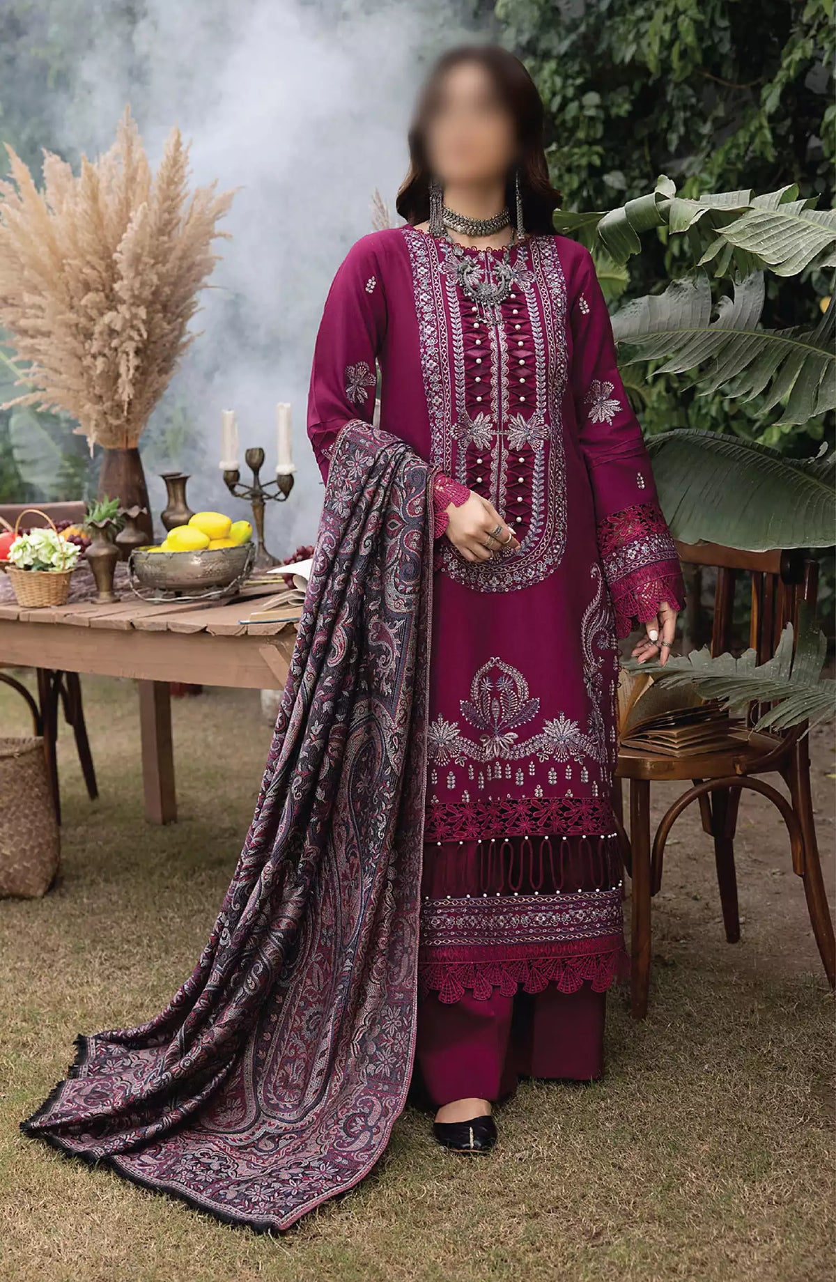 Denara Woolen Shawl and Embroidered Edition By Humdum - Design 07