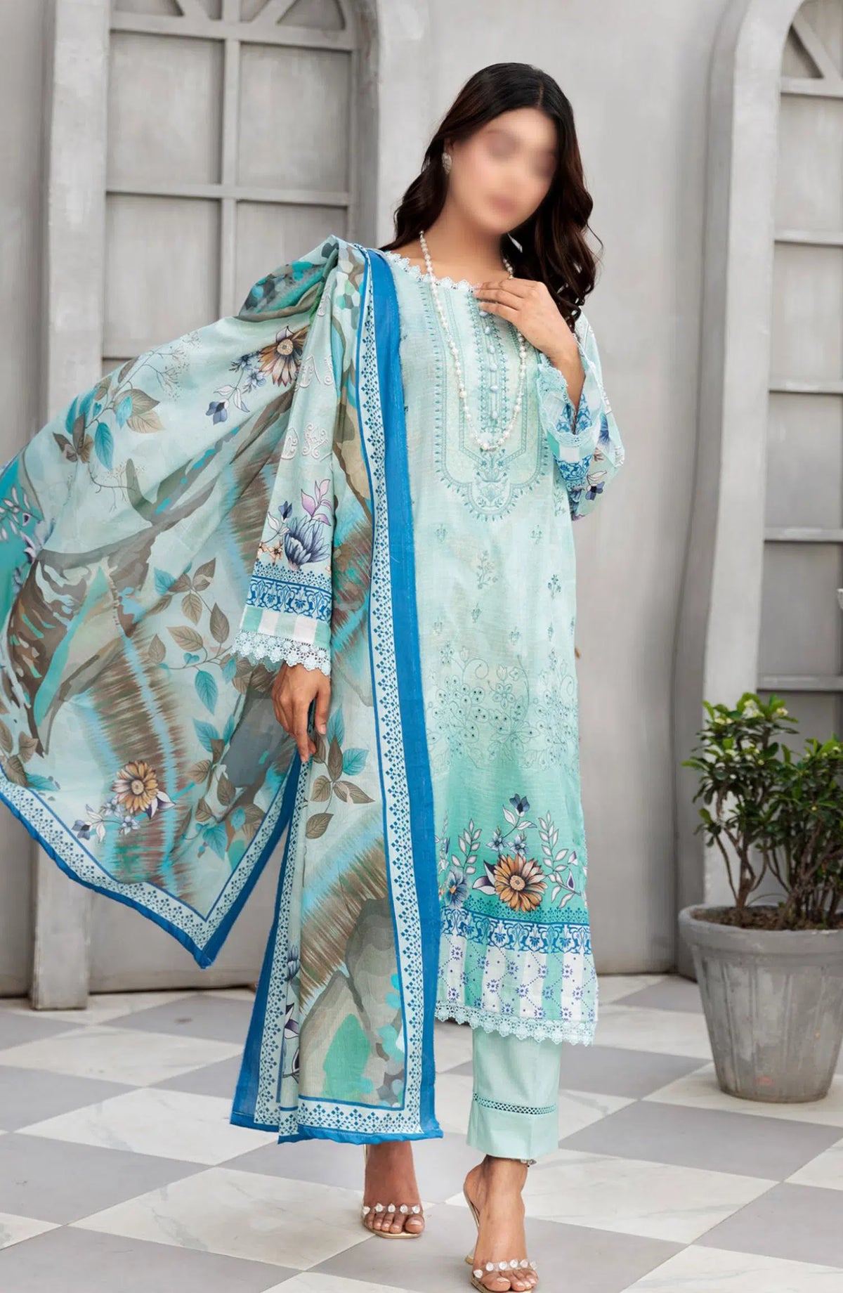Jasmine Lawn Dora Digital Print Embroidered Collection 2024 - Design 07