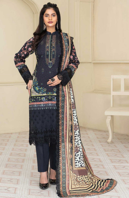 Mashaal by Riaz Arts Embroidered Lawn Unstitched 3 Piece - D-07 - RA25MEL - Black - Summer Collection