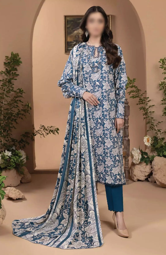 Zara By Hum Dum Printed Wool Shawl Collection - Design 07