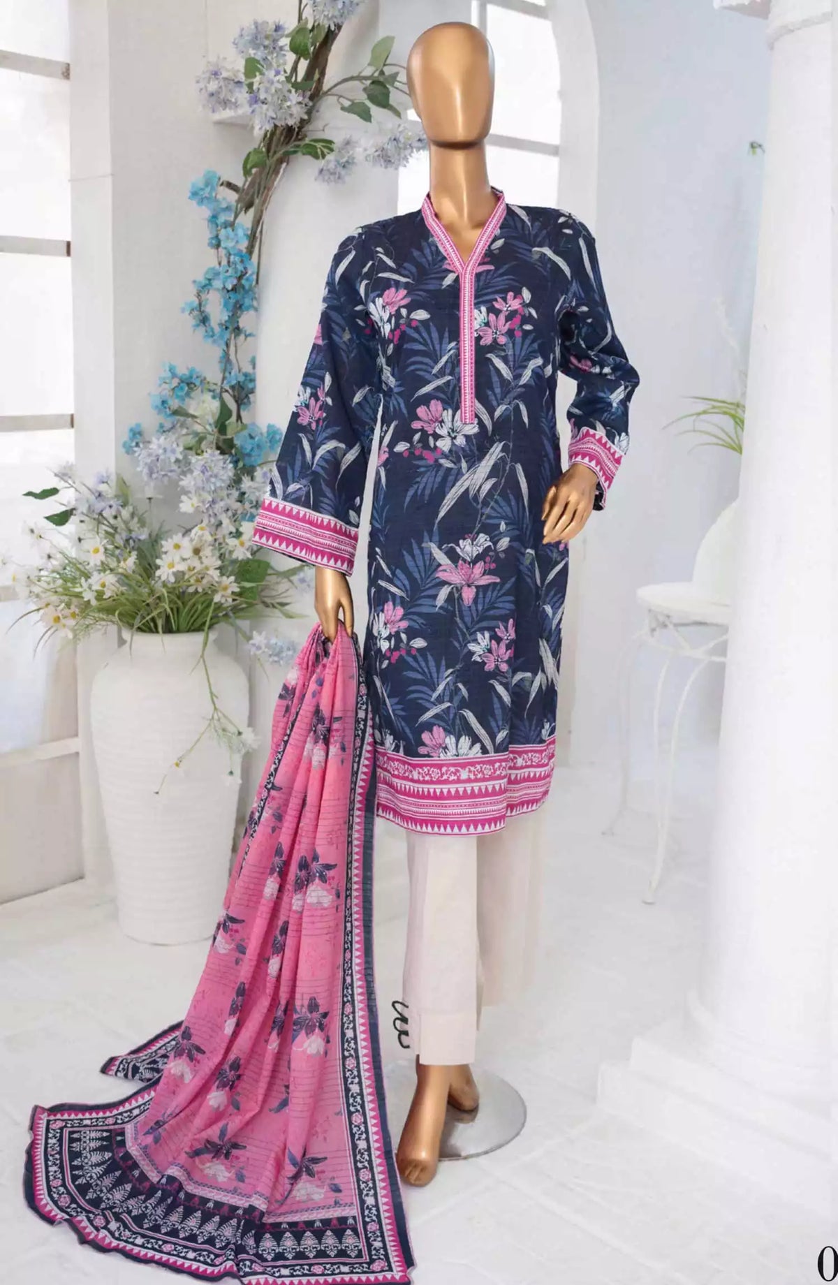 Safina Unstitch Fancy Cambric Collection 2024 Vol 03 - Design 07