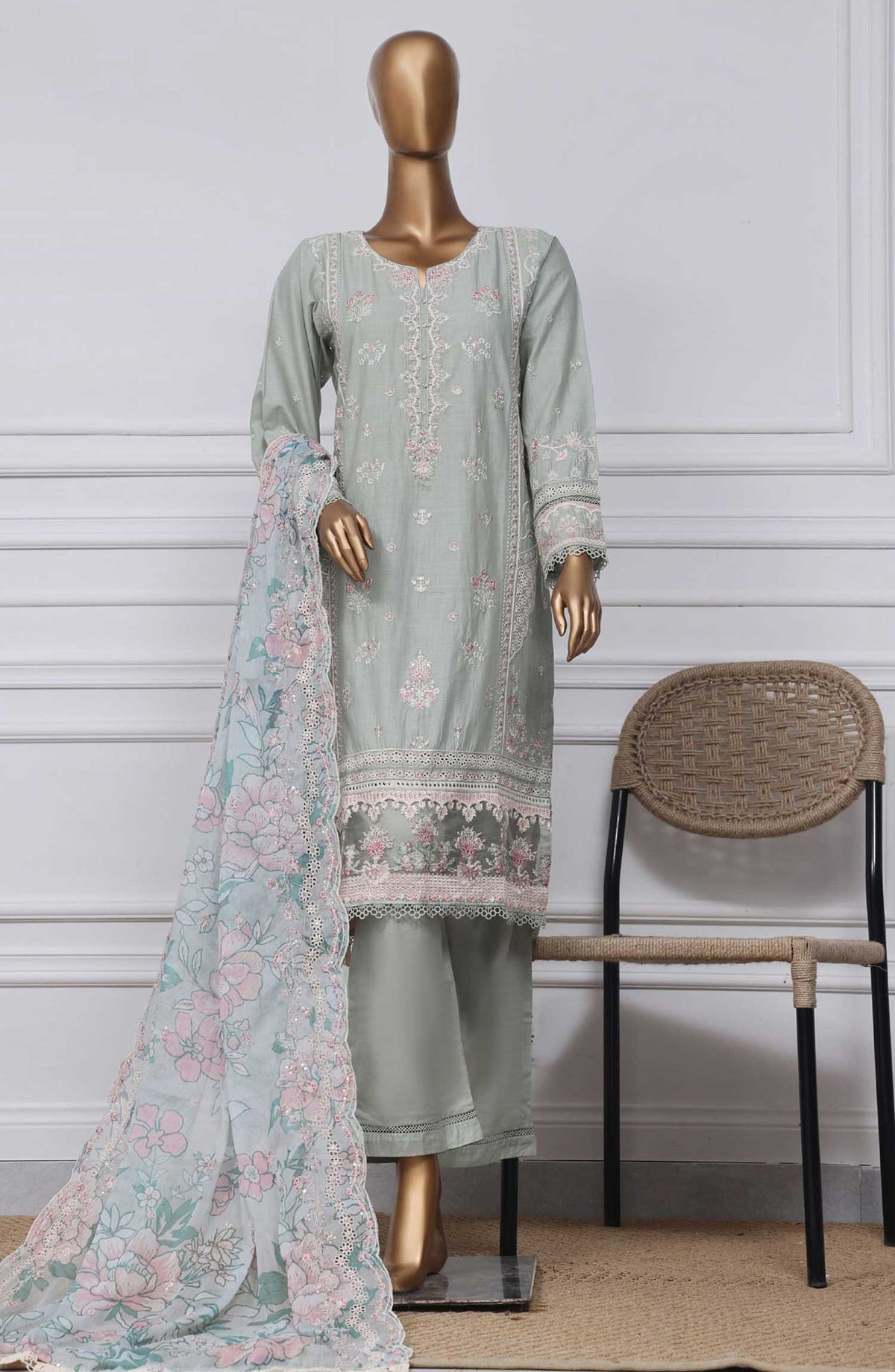 Sadabahar Embroidered Rod cotton Stitched 3 Piece - D-07 - SDB25LP - Sea Green - Festive Collection
