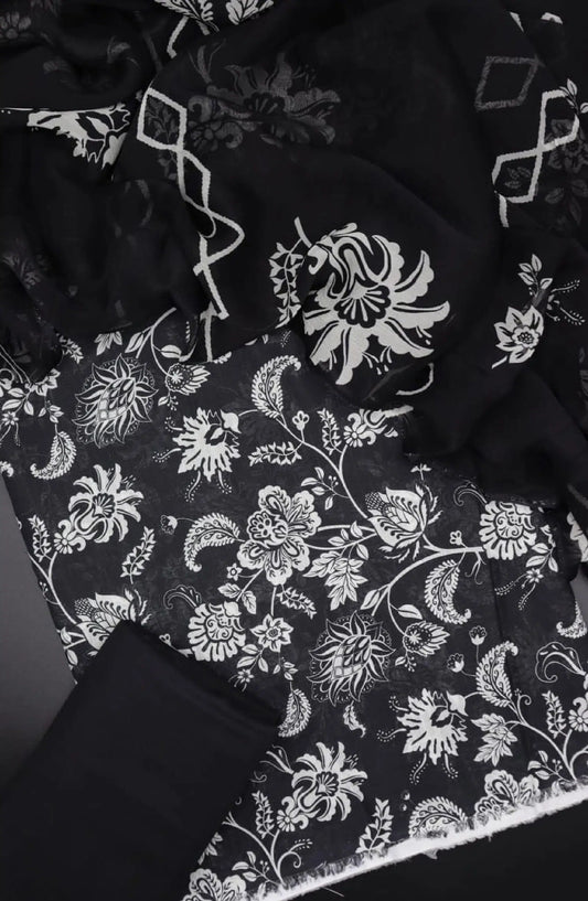 Floral Prints Unstitched Digital Printed Lawn Collection 2024 by Amna Khadija - Design 07