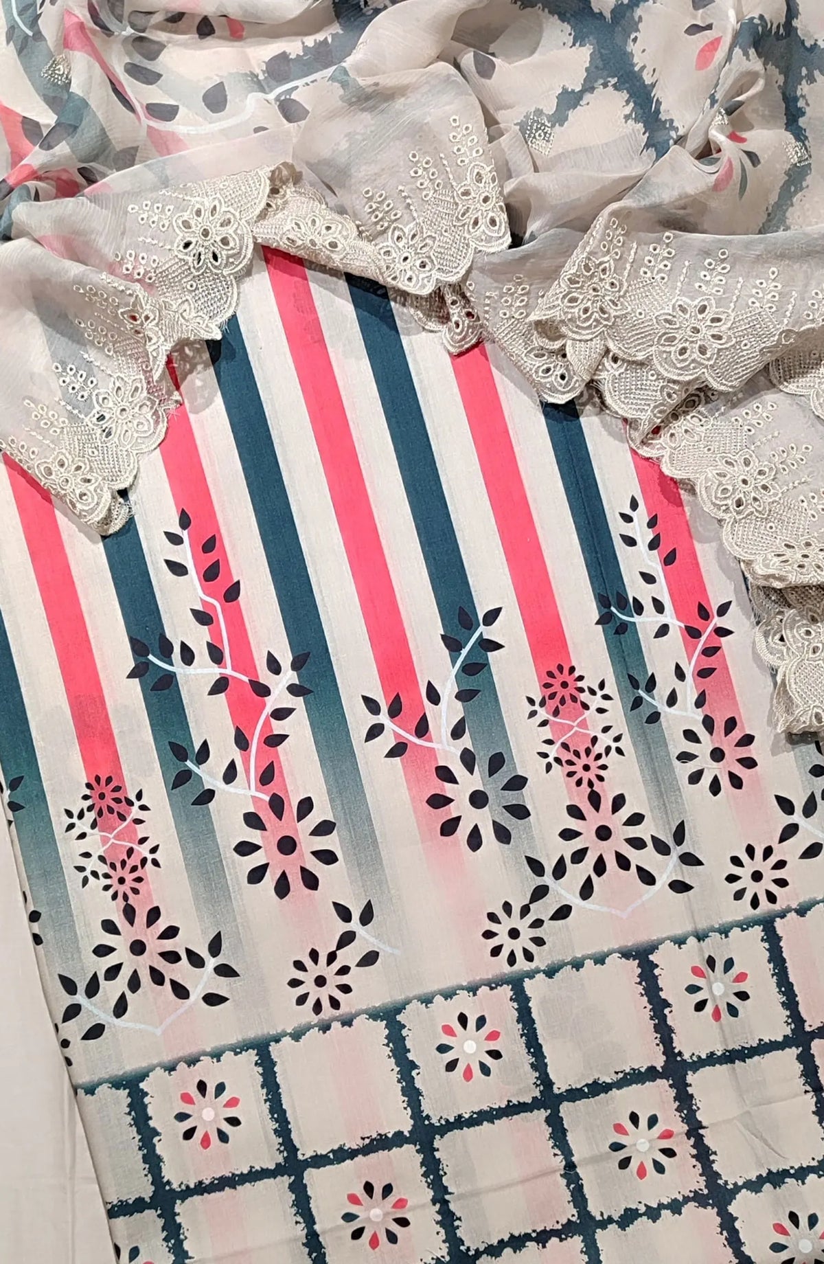Unstitch Exclusive Printed Lawn Collection 2024 With Schiffli Duaptta By Amna Khadija - Design 07