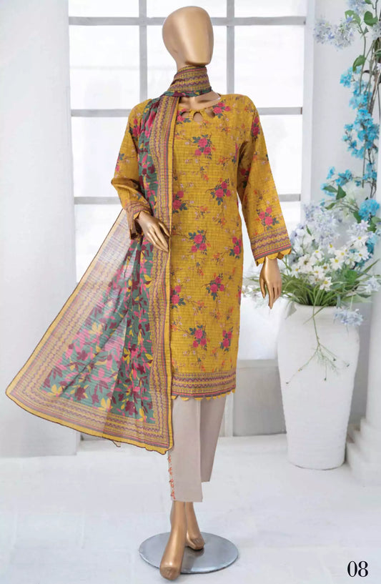Safina Unstitch Fancy Cambric Collection 2024 Vol 03 - Design 08