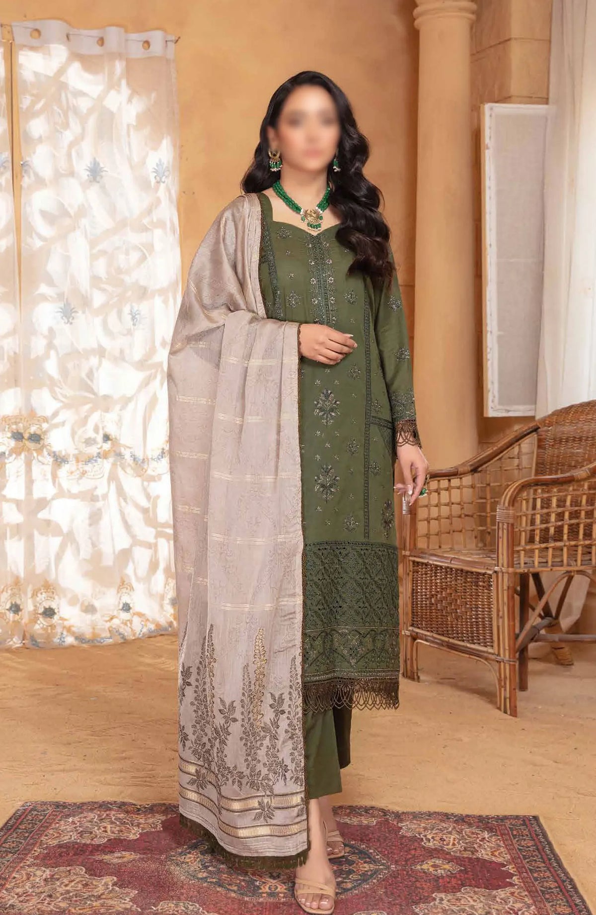 Jugnoo Premium Embroidered Lawn Collection 2024 - Design 08
