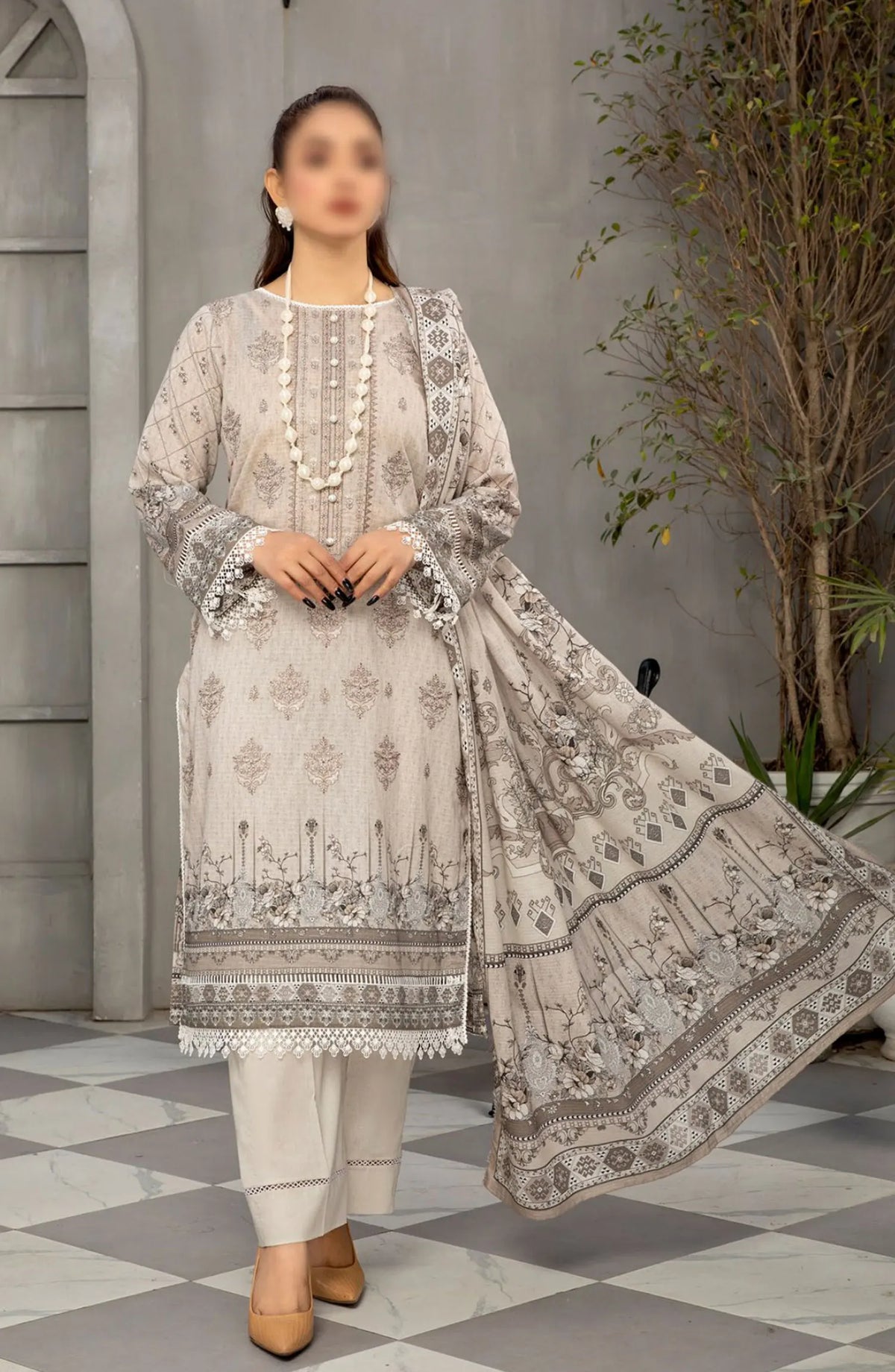 Tabeer Digital and Embroidered Lawn Collection 2024 - Design 08