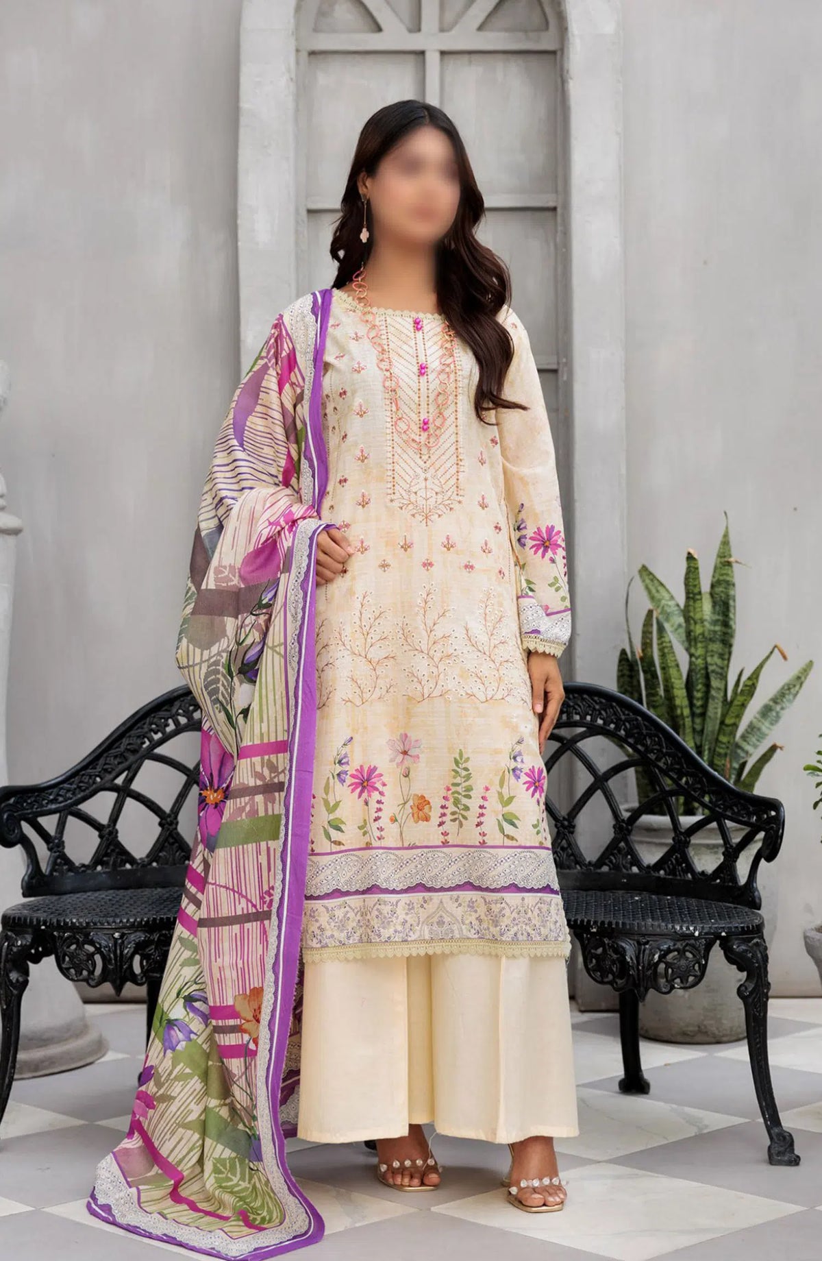Jasmine Lawn Dora Digital Print Embroidered Collection 2024 - Design 08