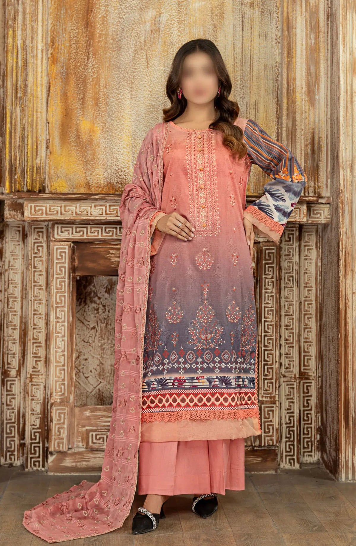 Khoobsurat Lawn Dora Digital Print Embroidered Collection 2024 Vol 02 - Design 08
