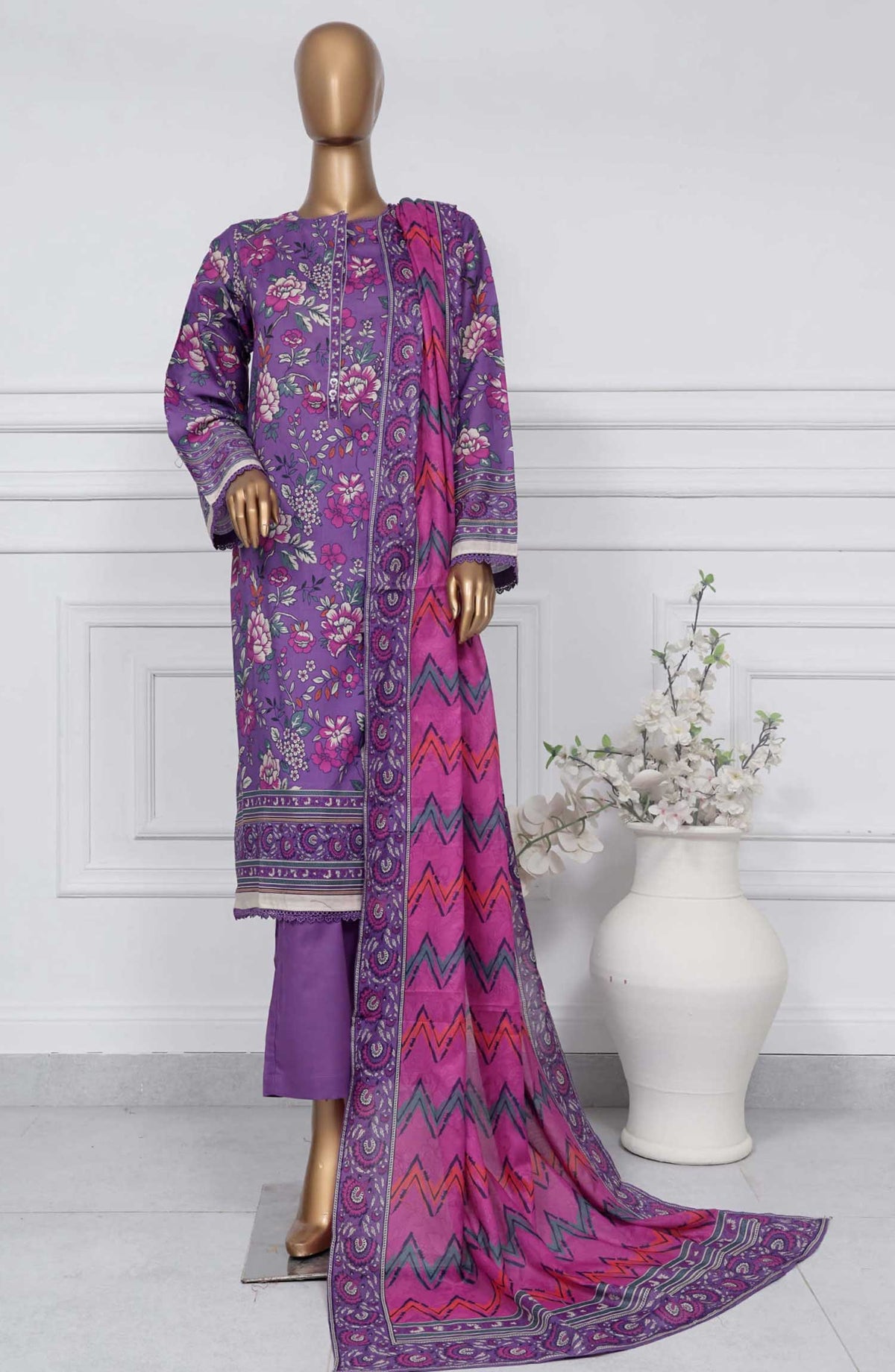 Sadabahar Printed Lawn Stitched 3 Piece - D-08 - SBD25PL - Purple - Summer Collection
