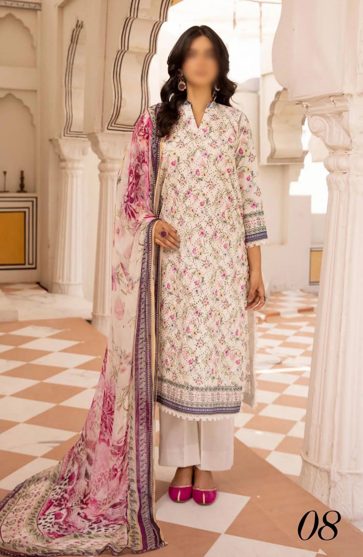 Mahees Printed Chikankari Lawn Collection By Riaz Arts - Design-08