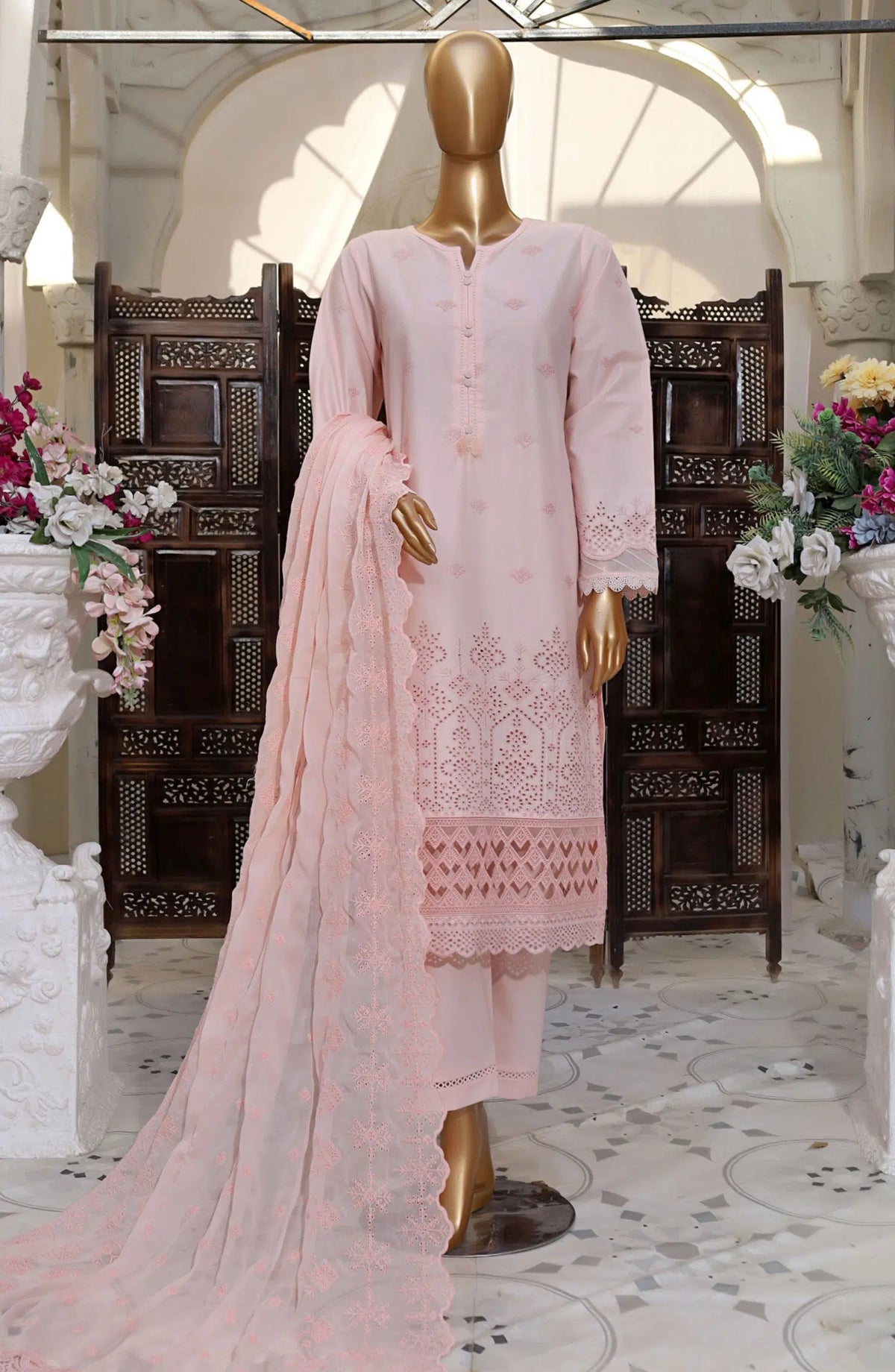 SADABAHAR Chikankari with Chiffon Embroidered Dupatta Collection - Design 08